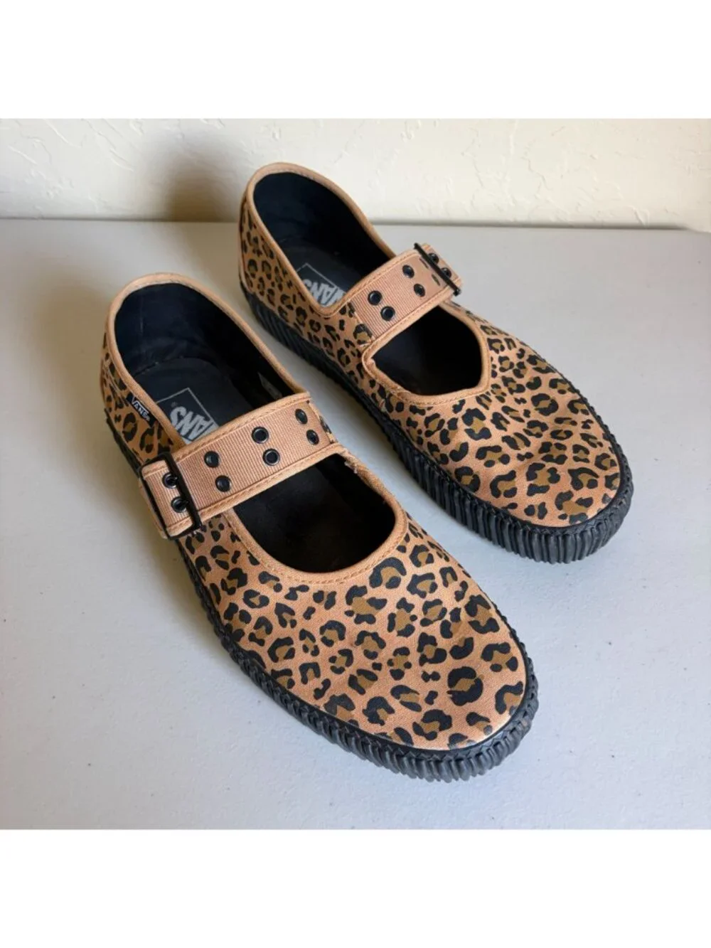VANS Leopard Print Creeper Mary Janes Men's US 13 Platforms Rare Grunge